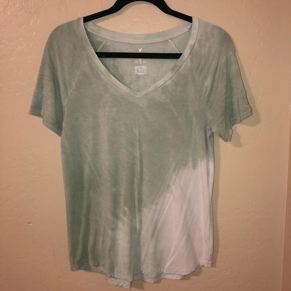 American Eagle Green/White Tie-Dye Tee